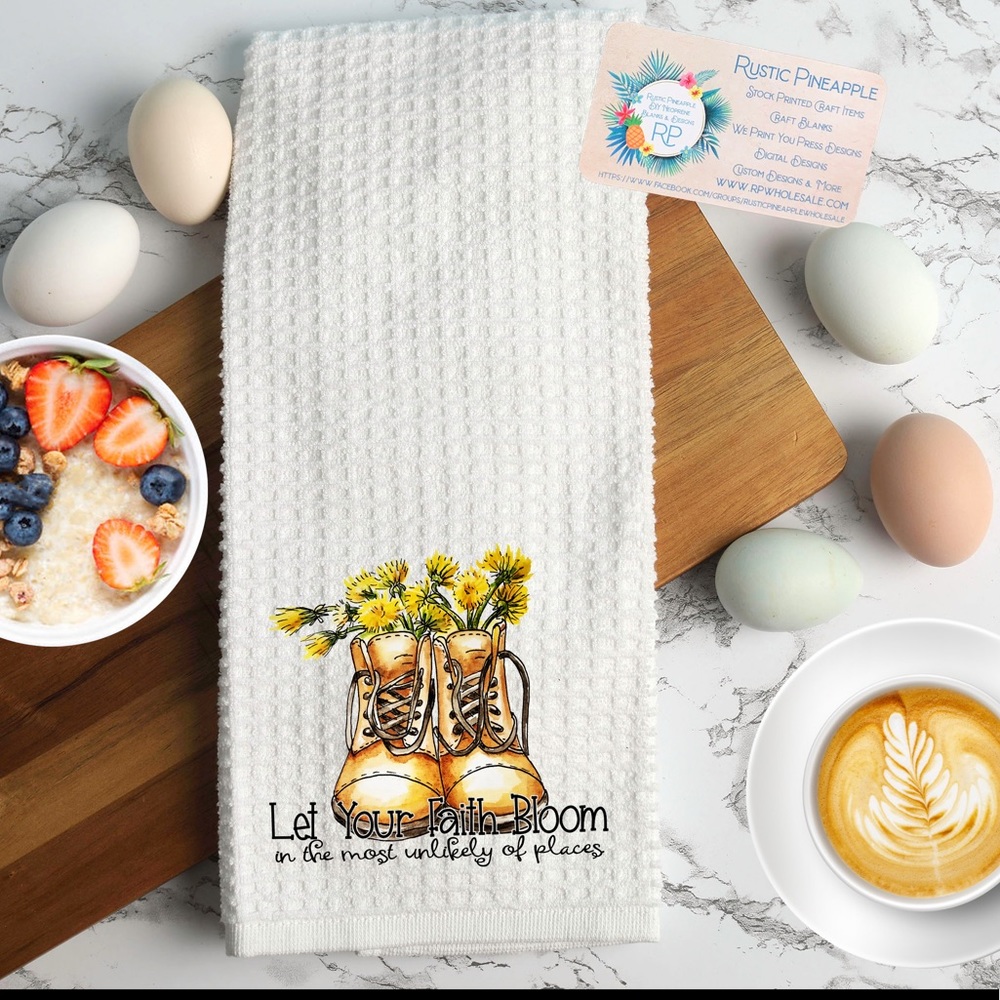 Let Your Faith Bloom Waffle Weave Towel